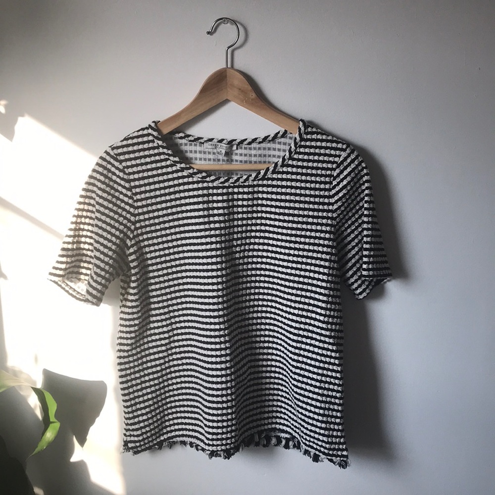 Black and white striped textured shirt